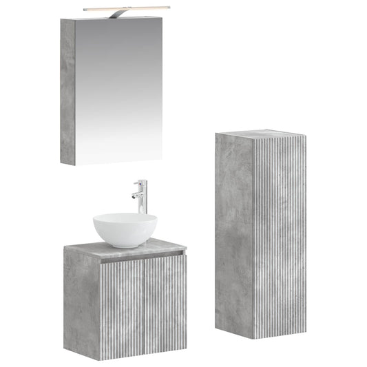 vidaXL Bathroom Furniture Set 4 pcs Concrete Grey