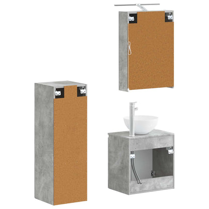 vidaXL Bathroom Furniture Set 4 pcs Concrete Grey
