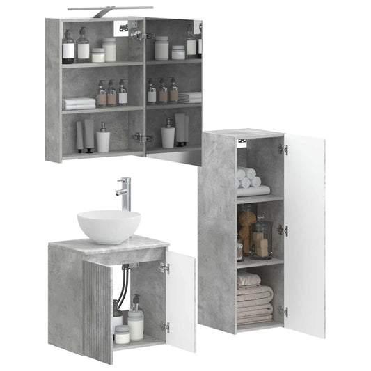 vidaXL Bathroom Furniture Set 4 pcs Concrete Grey