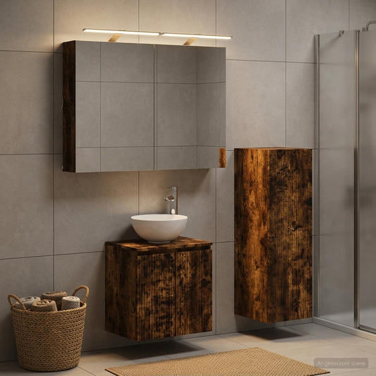 vidaXL Bathroom Furniture Set 4 pcs Smoked Oak