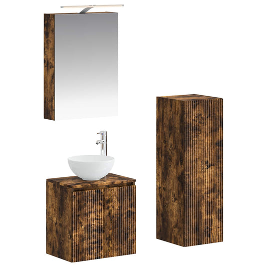 vidaXL Bathroom Furniture Set 4 pcs Smoked Oak
