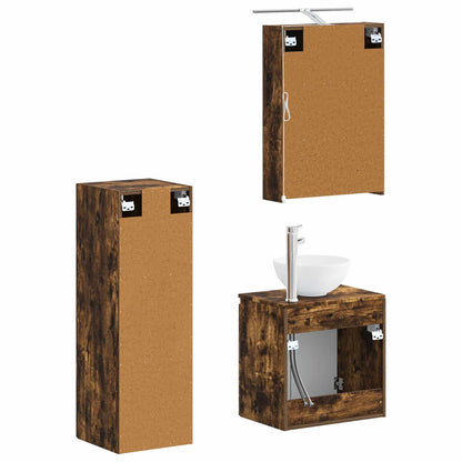 vidaXL Bathroom Furniture Set 4 pcs Smoked Oak