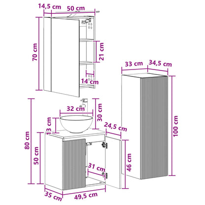 vidaXL Bathroom Furniture Set 4 pcs Smoked Oak