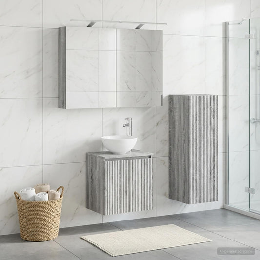 vidaXL Bathroom Furniture Set 4 pcs Grey Sonoma