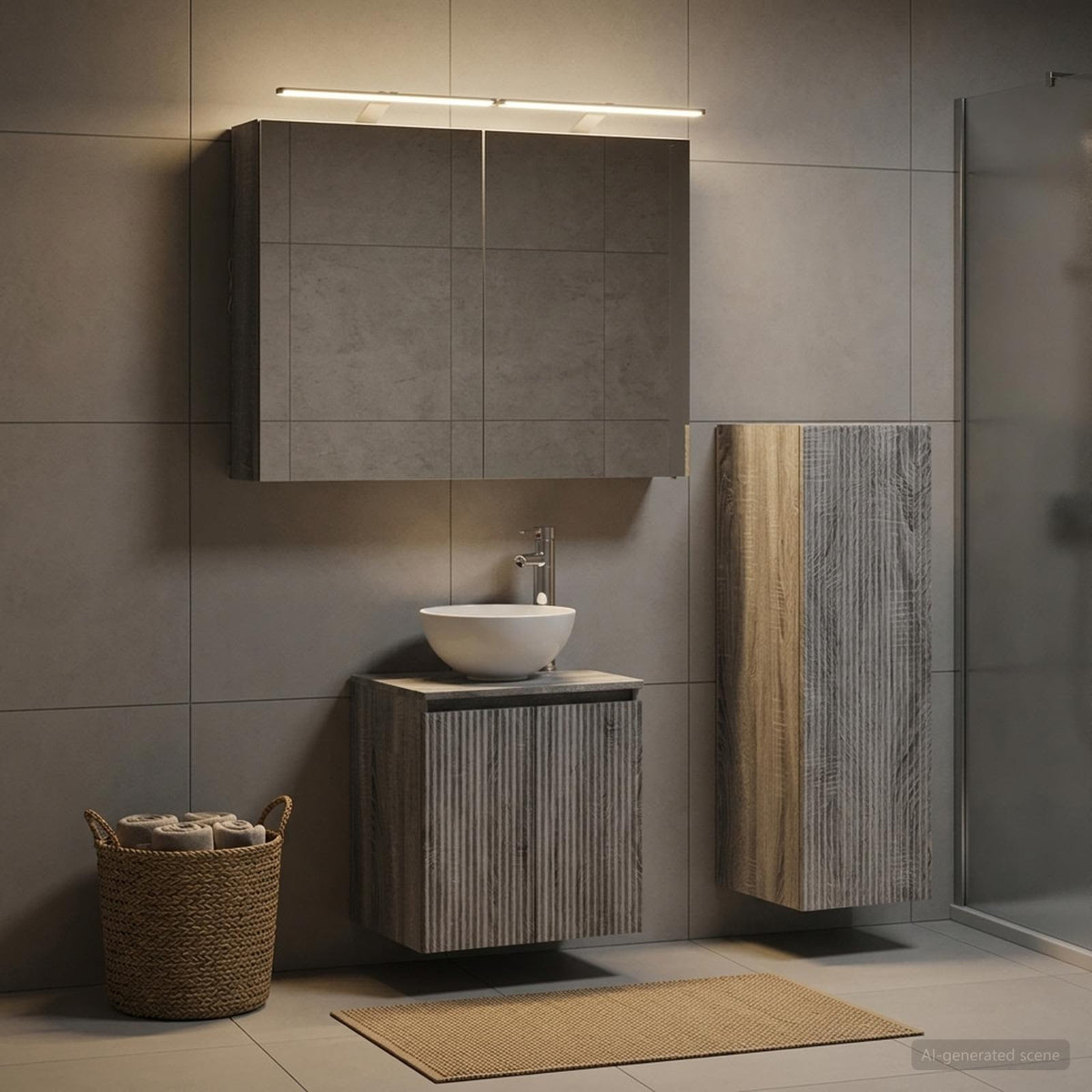 vidaXL Bathroom Furniture Set 4 pcs Grey Sonoma