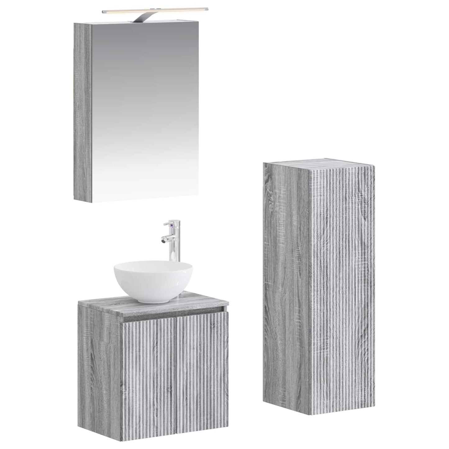vidaXL Bathroom Furniture Set 4 pcs Grey Sonoma
