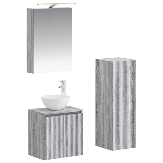 vidaXL Bathroom Furniture Set 4 pcs Grey Sonoma