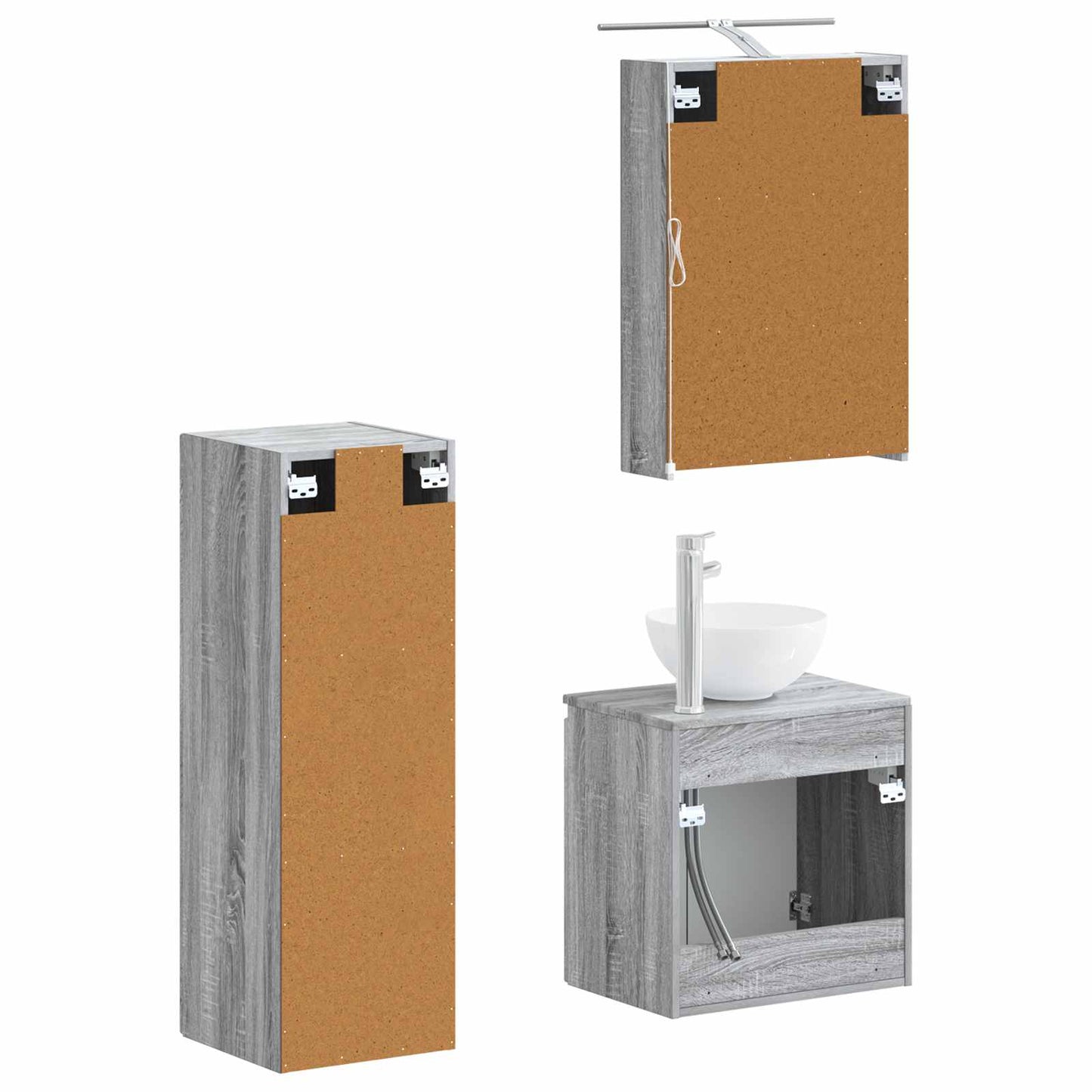 vidaXL Bathroom Furniture Set 4 pcs Grey Sonoma