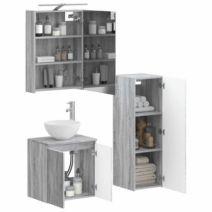 vidaXL Bathroom Furniture Set 4 pcs Grey Sonoma