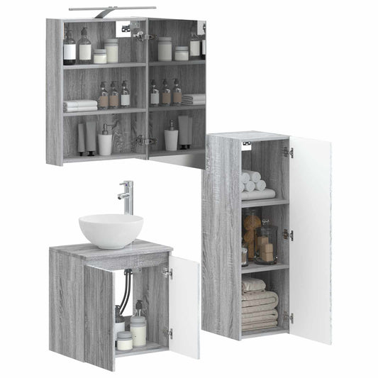 vidaXL Bathroom Furniture Set 4 pcs Grey Sonoma