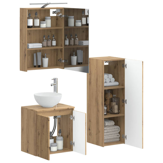 vidaXL Bathroom Furniture Set 4 pcs Artisan Oak