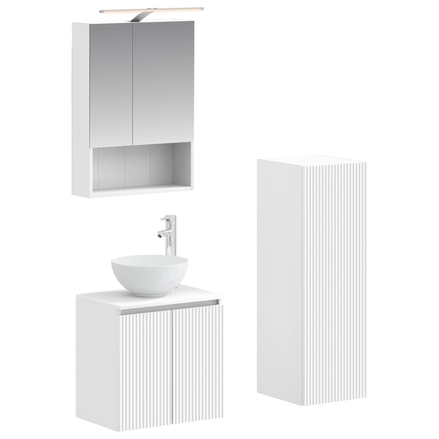 vidaXL Bathroom Furniture Set 4 pcs White Engineered Wood and Glass