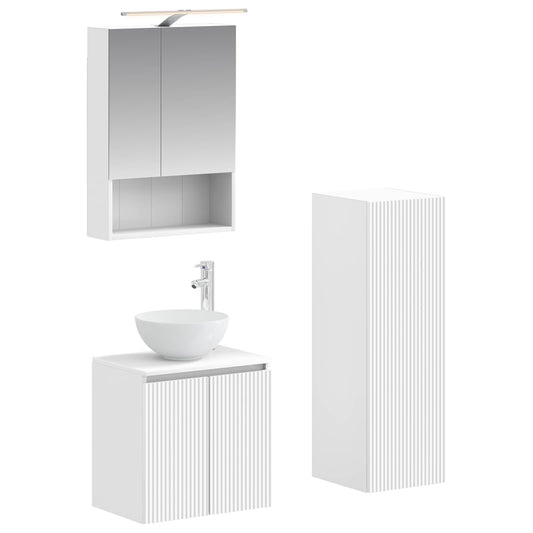 vidaXL Bathroom Furniture Set 4 pcs White Engineered Wood and Glass
