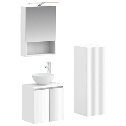 vidaXL Bathroom Furniture Set 4 pcs White Engineered Wood and Glass