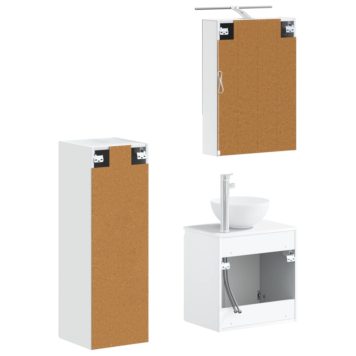 vidaXL Bathroom Furniture Set 4 pcs White Engineered Wood and Glass
