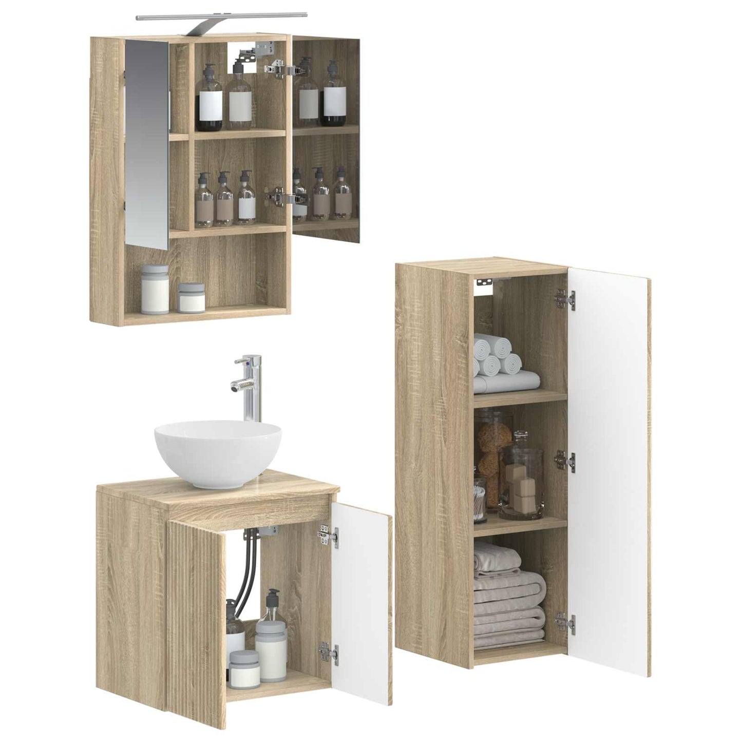 vidaXL Bathroom Furniture Set 4 pcs Sonoma Oak