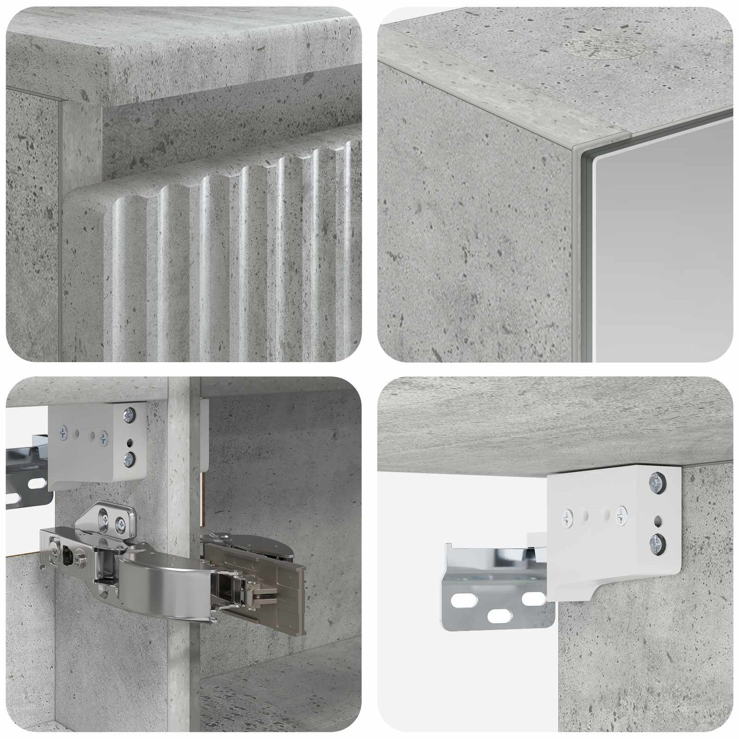 vidaXL Bathroom Furniture Set 4 pcs Concrete Grey