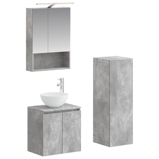 vidaXL Bathroom Furniture Set 4 pcs Concrete Grey