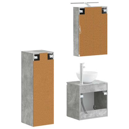 vidaXL Bathroom Furniture Set 4 pcs Concrete Grey