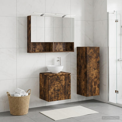 vidaXL Bathroom Furniture Set 4 pcs Smoked Oak