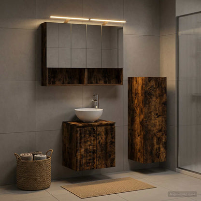 vidaXL Bathroom Furniture Set 4 pcs Smoked Oak
