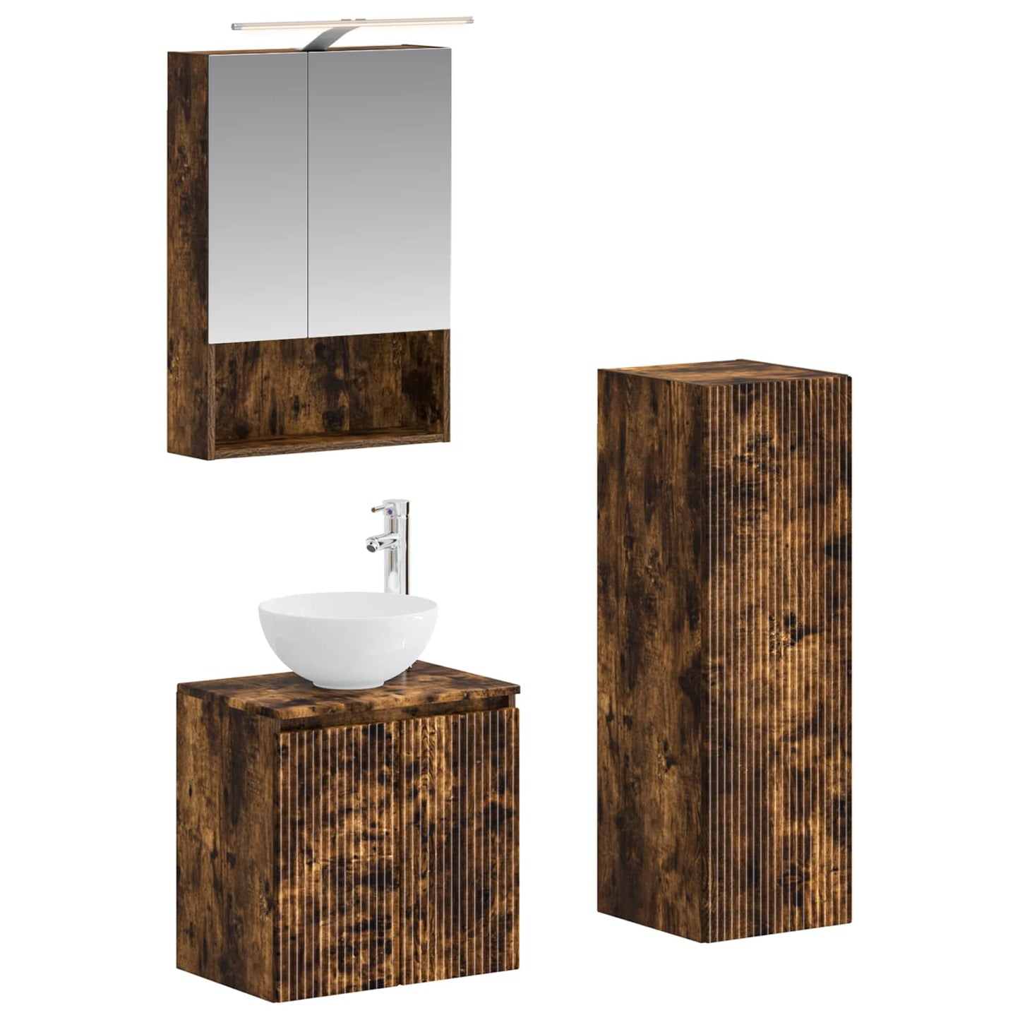 vidaXL Bathroom Furniture Set 4 pcs Smoked Oak