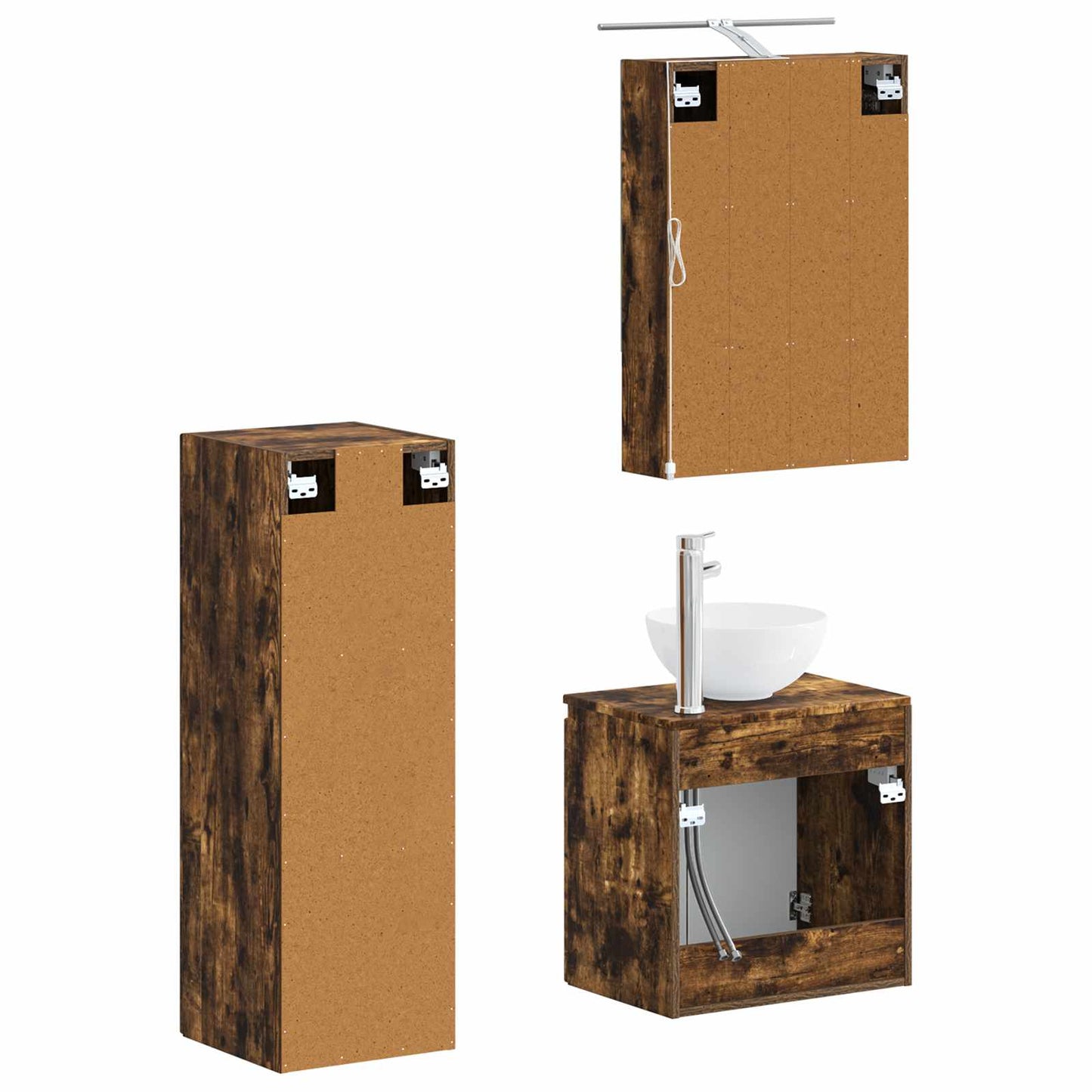 vidaXL Bathroom Furniture Set 4 pcs Smoked Oak