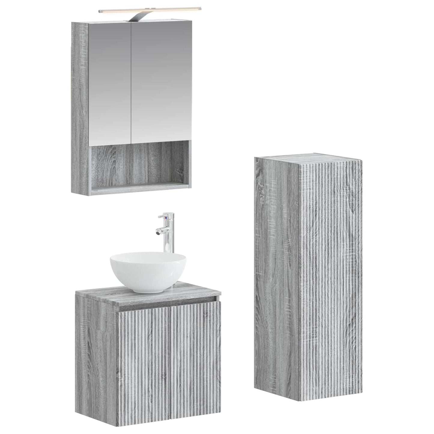 vidaXL Bathroom Furniture Set 4 pcs Grey Sonoma