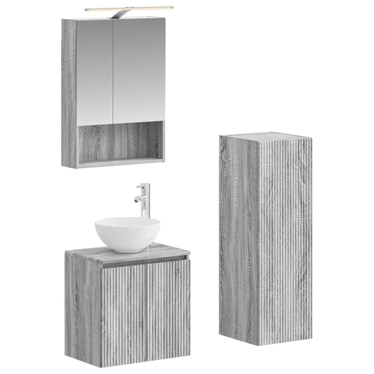 vidaXL Bathroom Furniture Set 4 pcs Grey Sonoma
