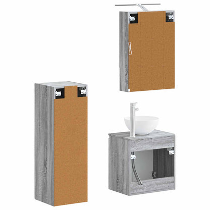 vidaXL Bathroom Furniture Set 4 pcs Grey Sonoma
