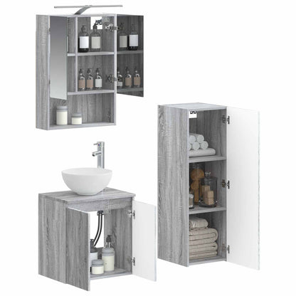 vidaXL Bathroom Furniture Set 4 pcs Grey Sonoma