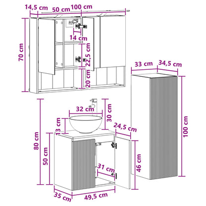 vidaXL Bathroom Furniture Set 4 pcs Artisan Oak