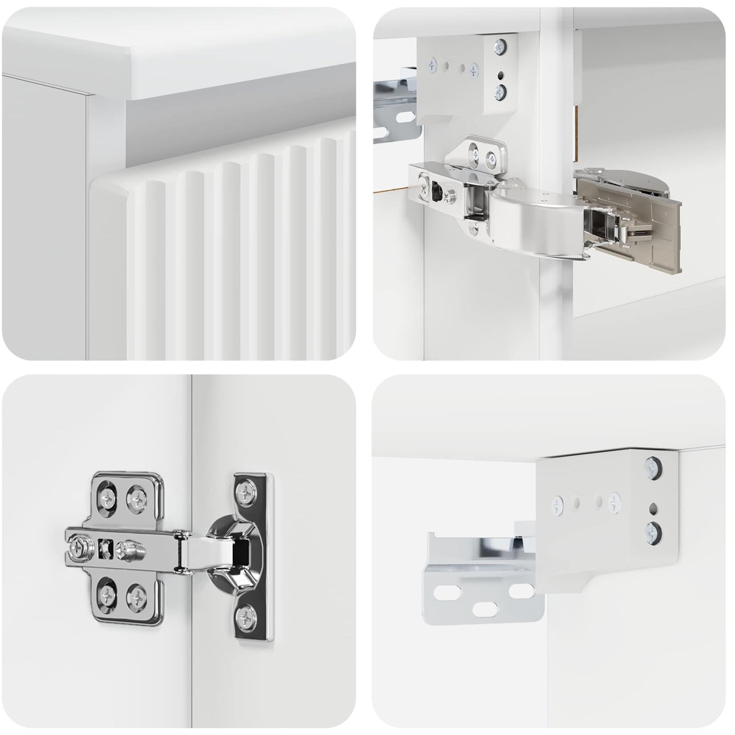 vidaXL Bathroom Furniture Set 4 pcs White Engineered Wood and Glass