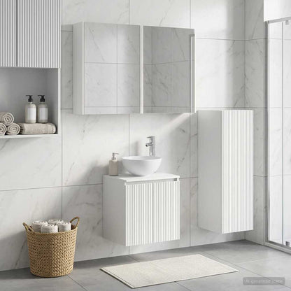 vidaXL Bathroom Furniture Set 4 pcs White Engineered Wood and Glass
