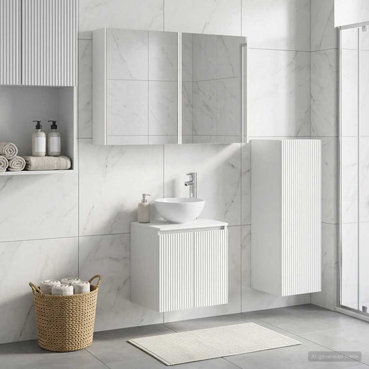 vidaXL Bathroom Furniture Set 4 pcs White Engineered Wood and Glass