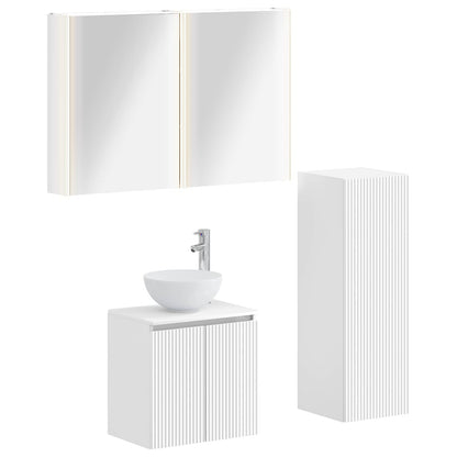 vidaXL Bathroom Furniture Set 4 pcs White Engineered Wood and Glass