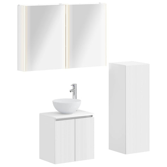 vidaXL Bathroom Furniture Set 4 pcs White Engineered Wood and Glass
