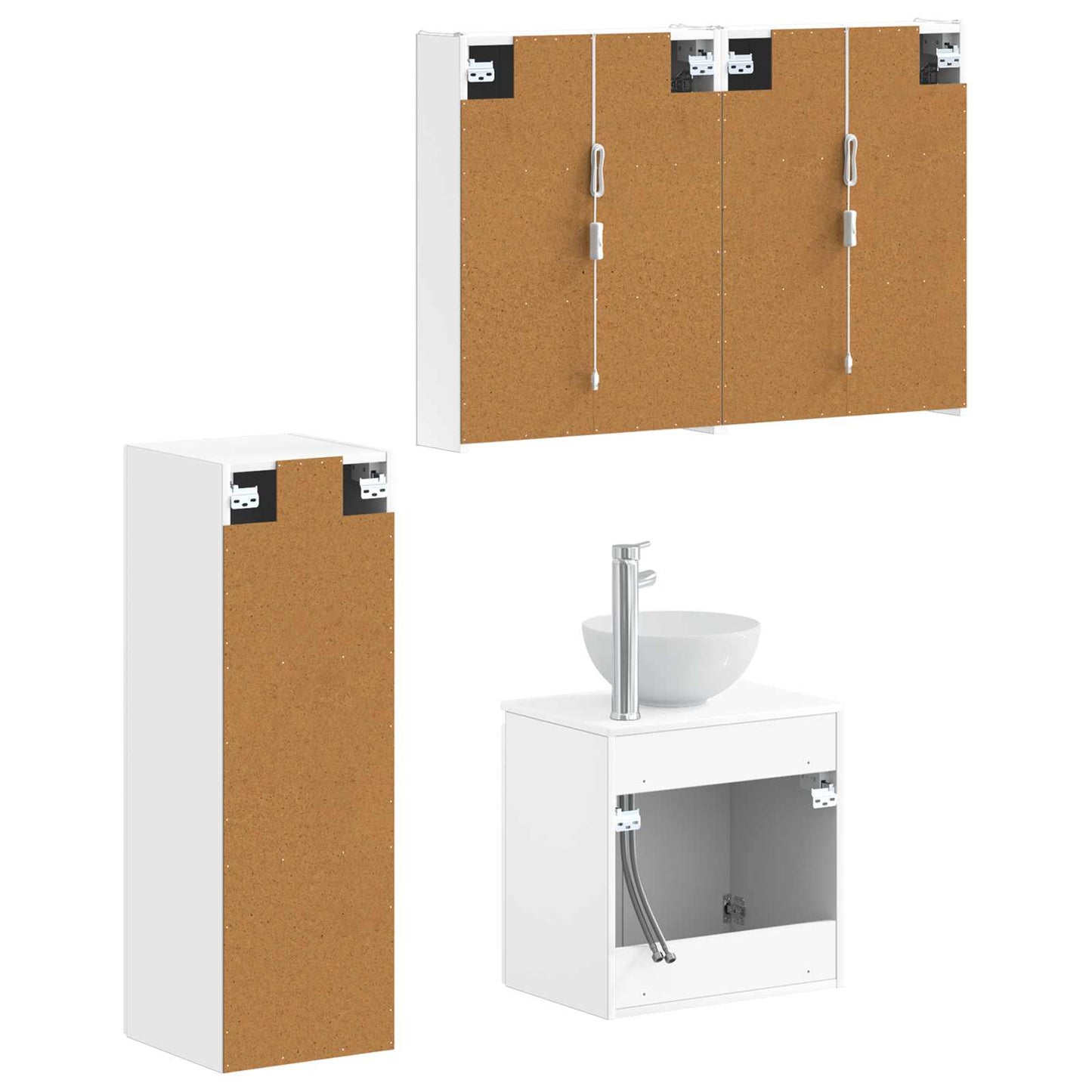 vidaXL Bathroom Furniture Set 4 pcs White Engineered Wood and Glass