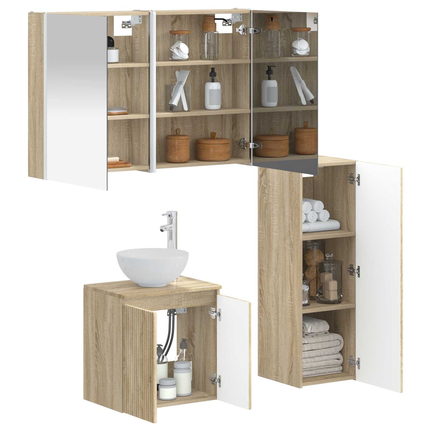 vidaXL Bathroom Furniture Set 4 pcs Sonoma Oak