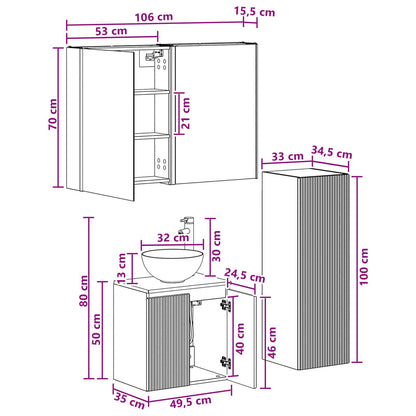 vidaXL Bathroom Furniture Set 4 pcs Sonoma Oak