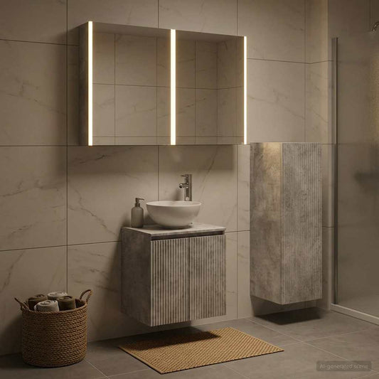 vidaXL Bathroom Furniture Set 4 pcs Concrete Grey
