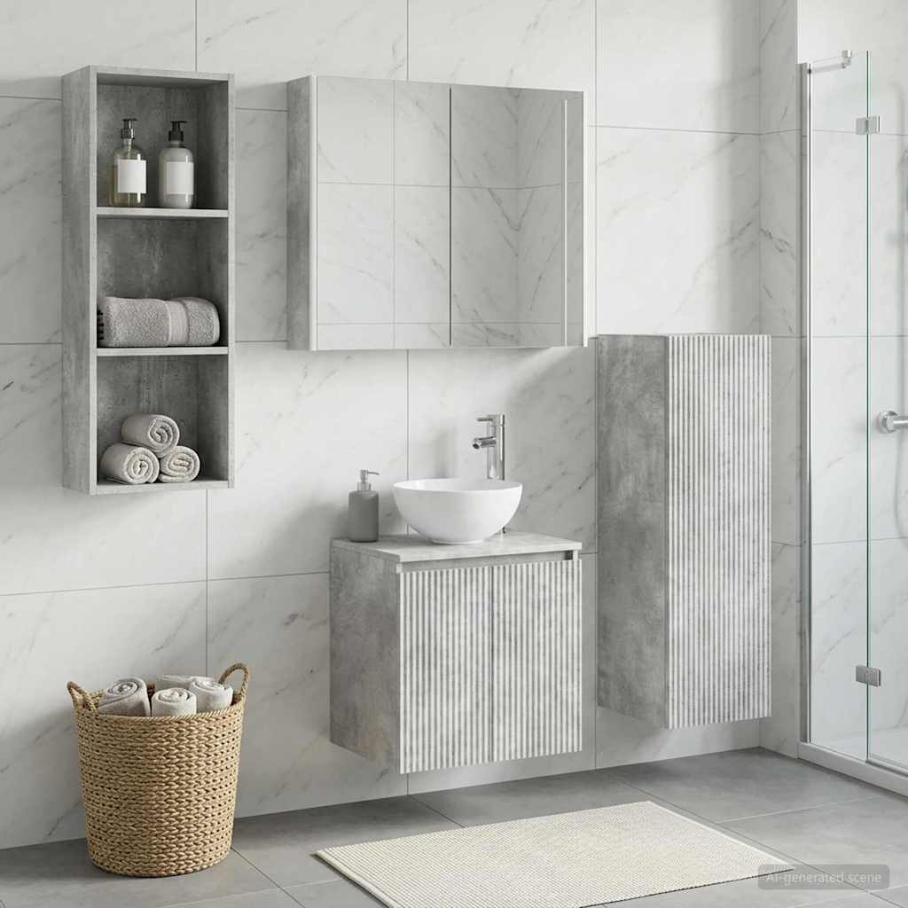 vidaXL Bathroom Furniture Set 4 pcs Concrete Grey