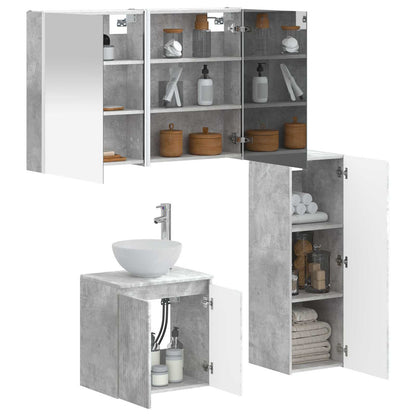 vidaXL Bathroom Furniture Set 4 pcs Concrete Grey