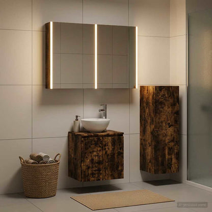 vidaXL Bathroom Furniture Set 4 pcs Smoked Oak
