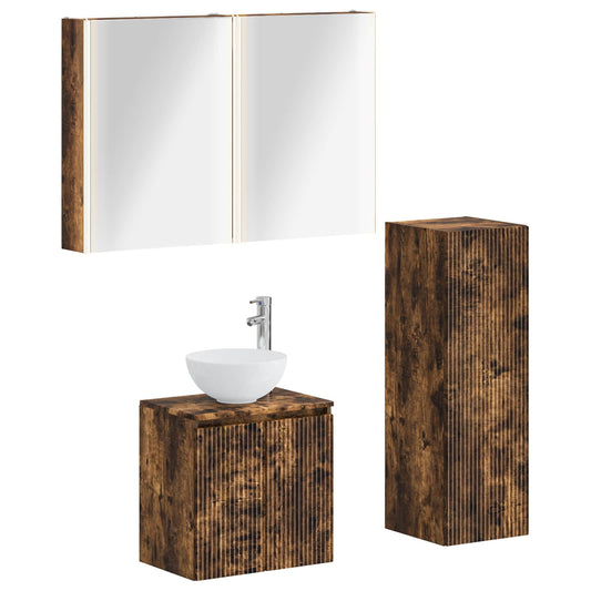 vidaXL Bathroom Furniture Set 4 pcs Smoked Oak