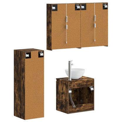 vidaXL Bathroom Furniture Set 4 pcs Smoked Oak