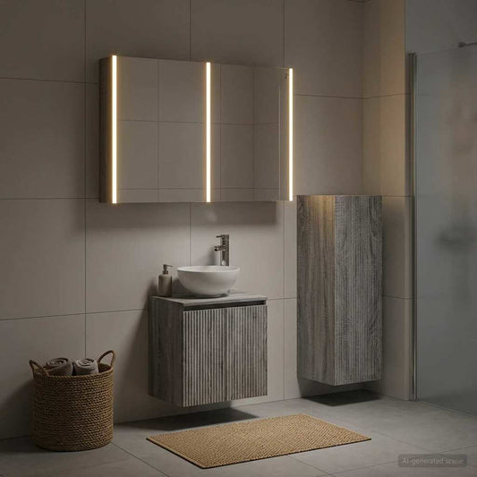 vidaXL Bathroom Furniture Set 4 pcs Grey Sonoma