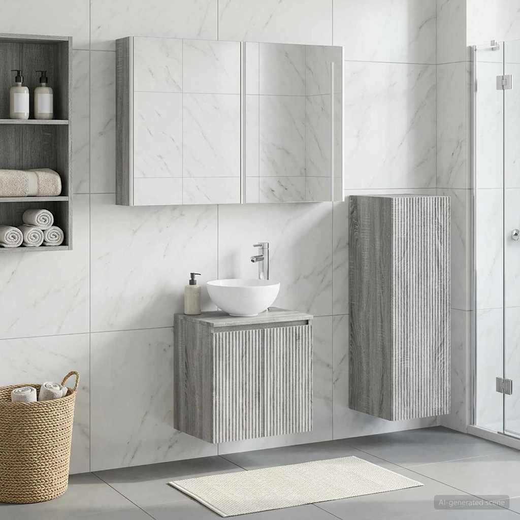 vidaXL Bathroom Furniture Set 4 pcs Grey Sonoma