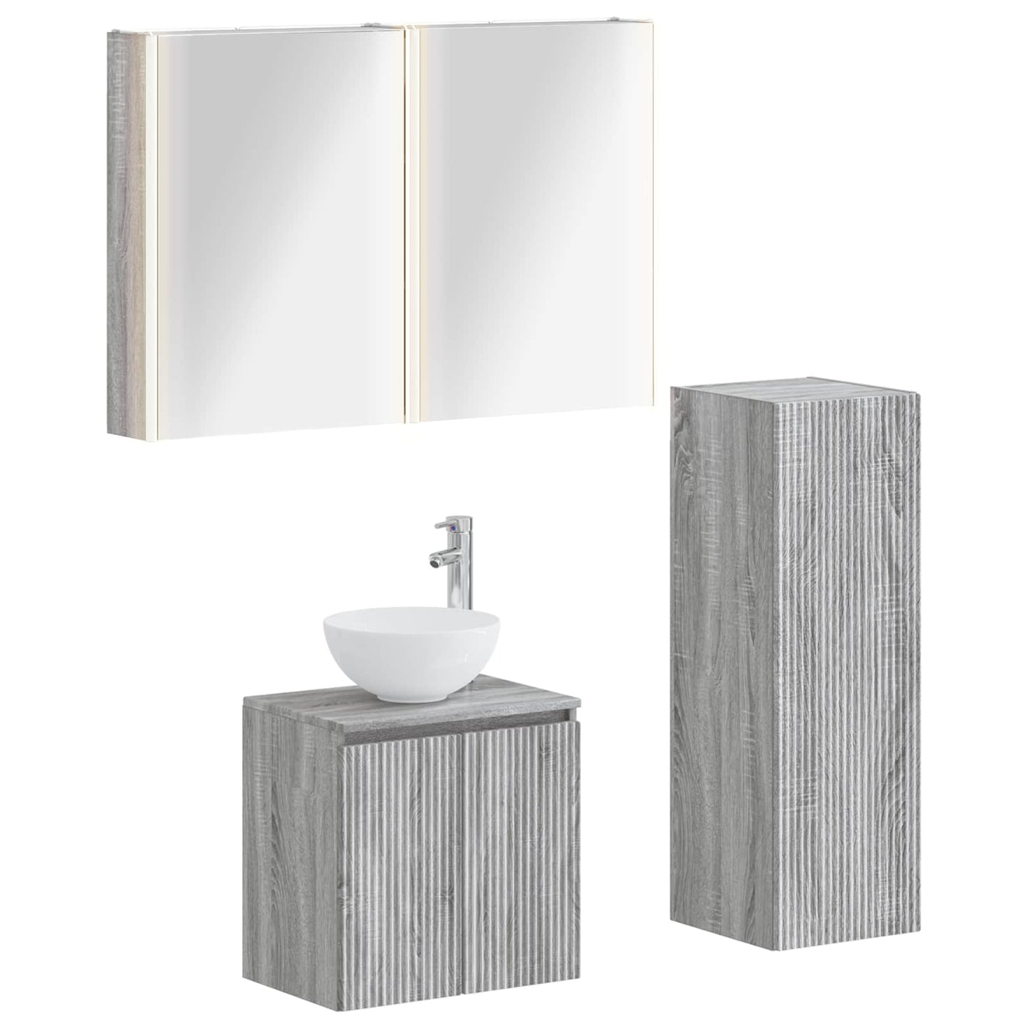 vidaXL Bathroom Furniture Set 4 pcs Grey Sonoma