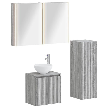 vidaXL Bathroom Furniture Set 4 pcs Grey Sonoma